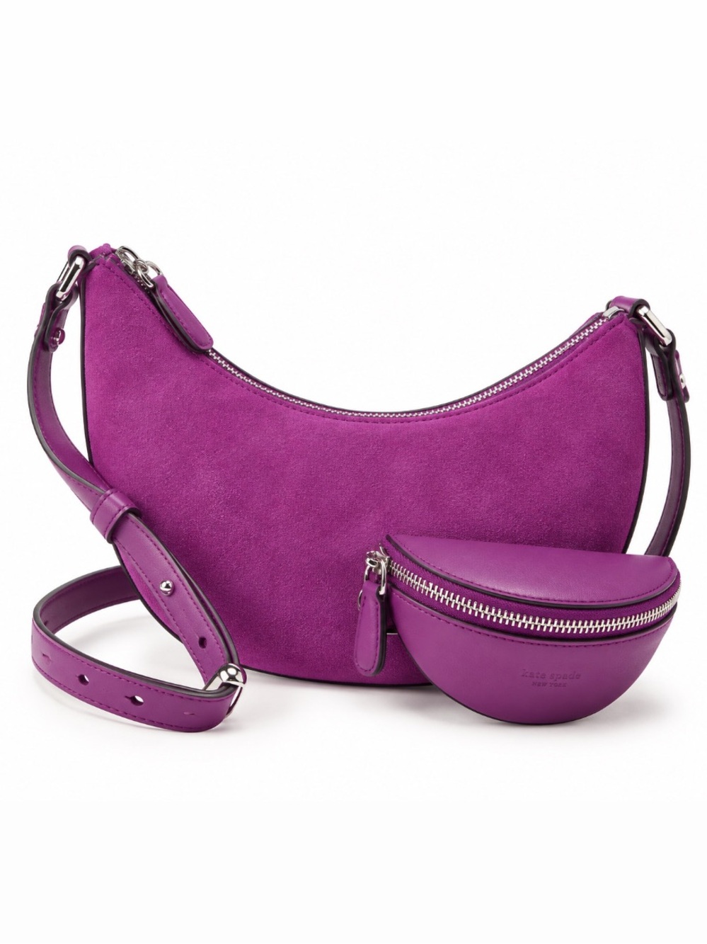 Kate Spade Duo Suede Crossbody Bag Purple Nightshade NWT